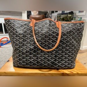 Black/tan PM Goyard St Louis tote with attached pouch